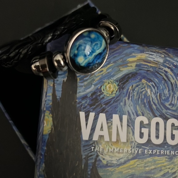 Van Gogh Art Glass Dome Leather Bracelet - New in box - Picture 4 of 14